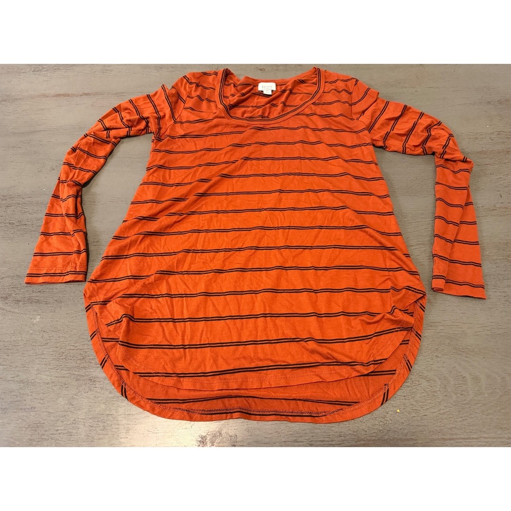 Peyton Jensen Striped Tank Top Rust Orange Brown Sleeveless Scoop Neck Small USA